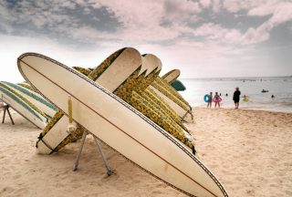 surfingbrädor på en strand i hawaii