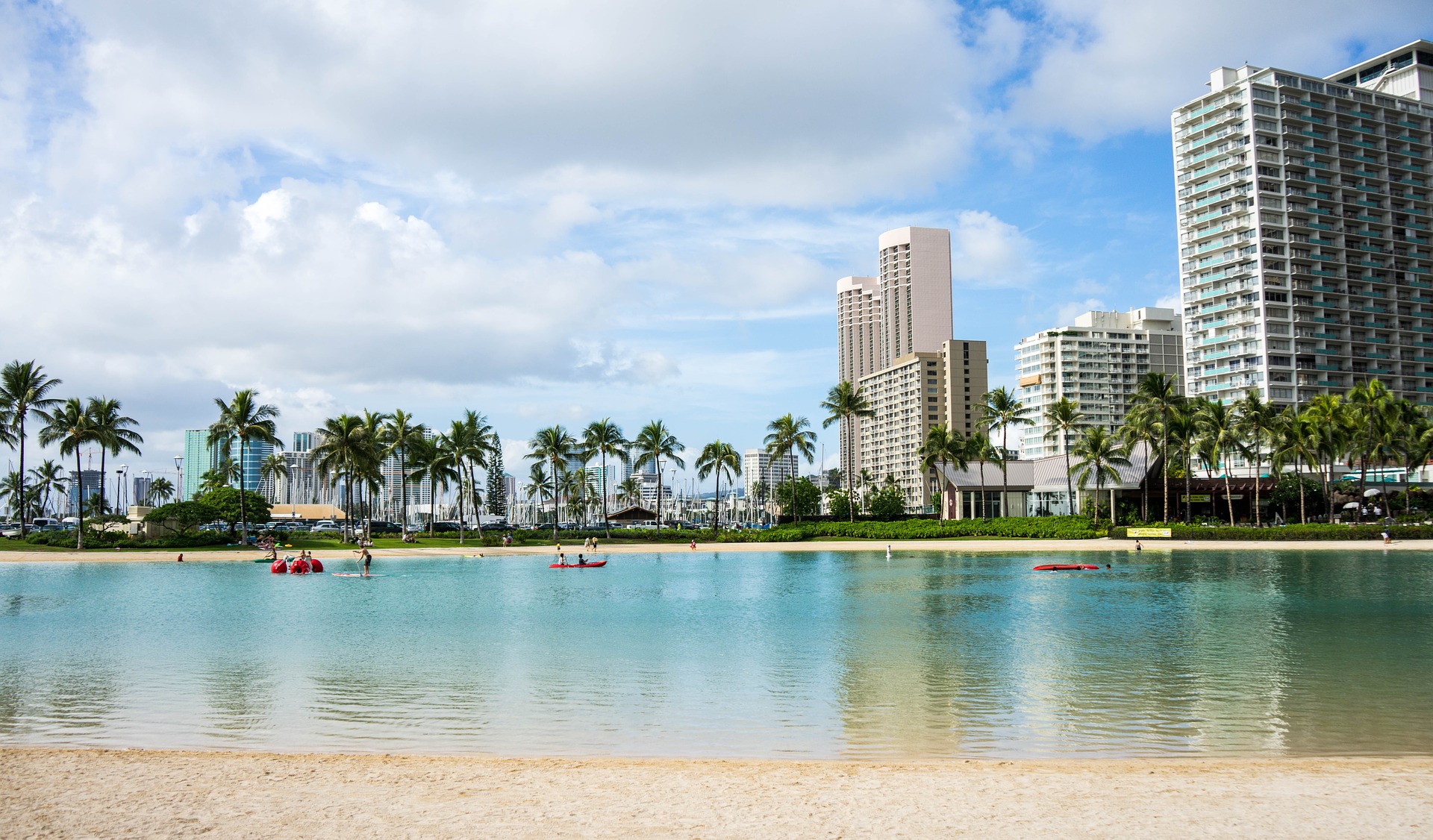 strand och hotell på waikiki-beach