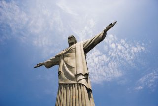 Rio De Janeiro med kristusstatyn i Brasilien