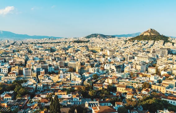 Vy över huvudstaden Aten, Grekland