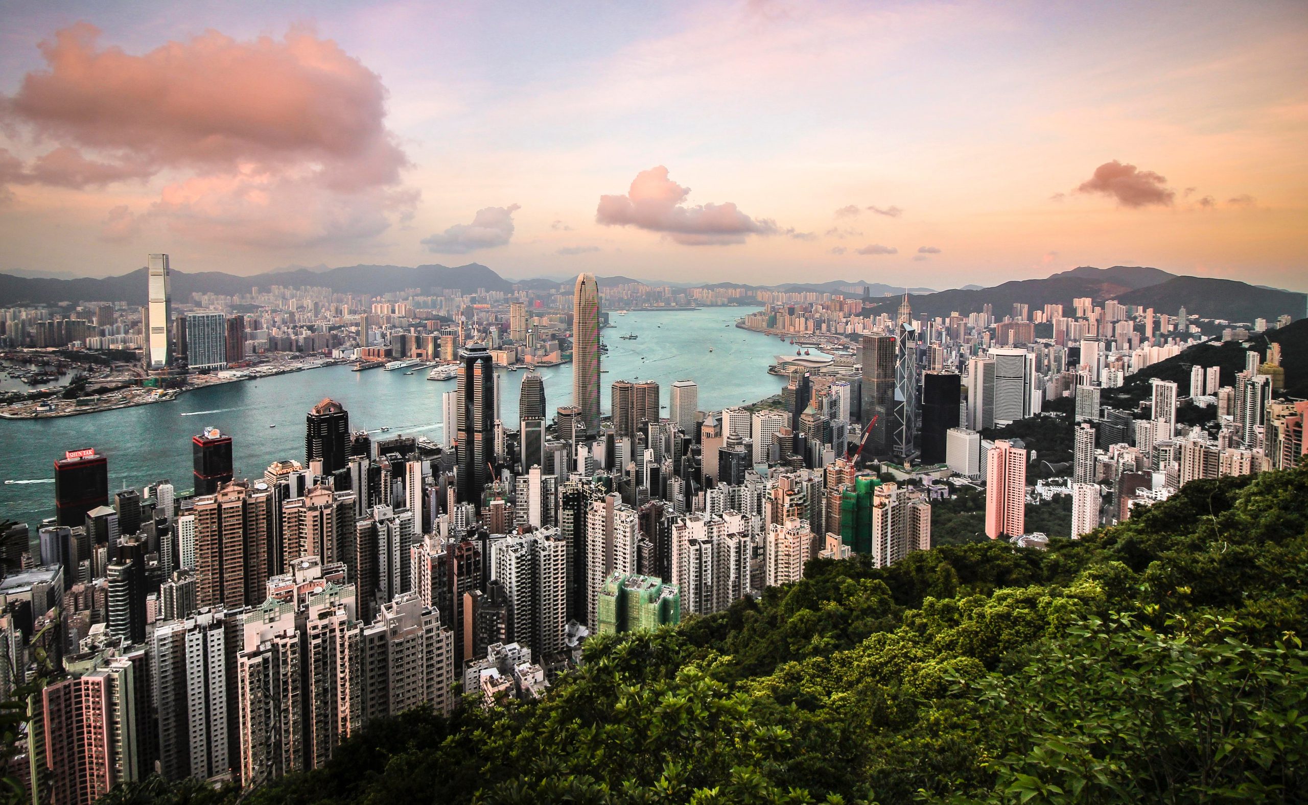Vacker vy över Hongkong stad