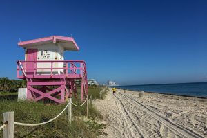 Livräddningshus på strand i Miami